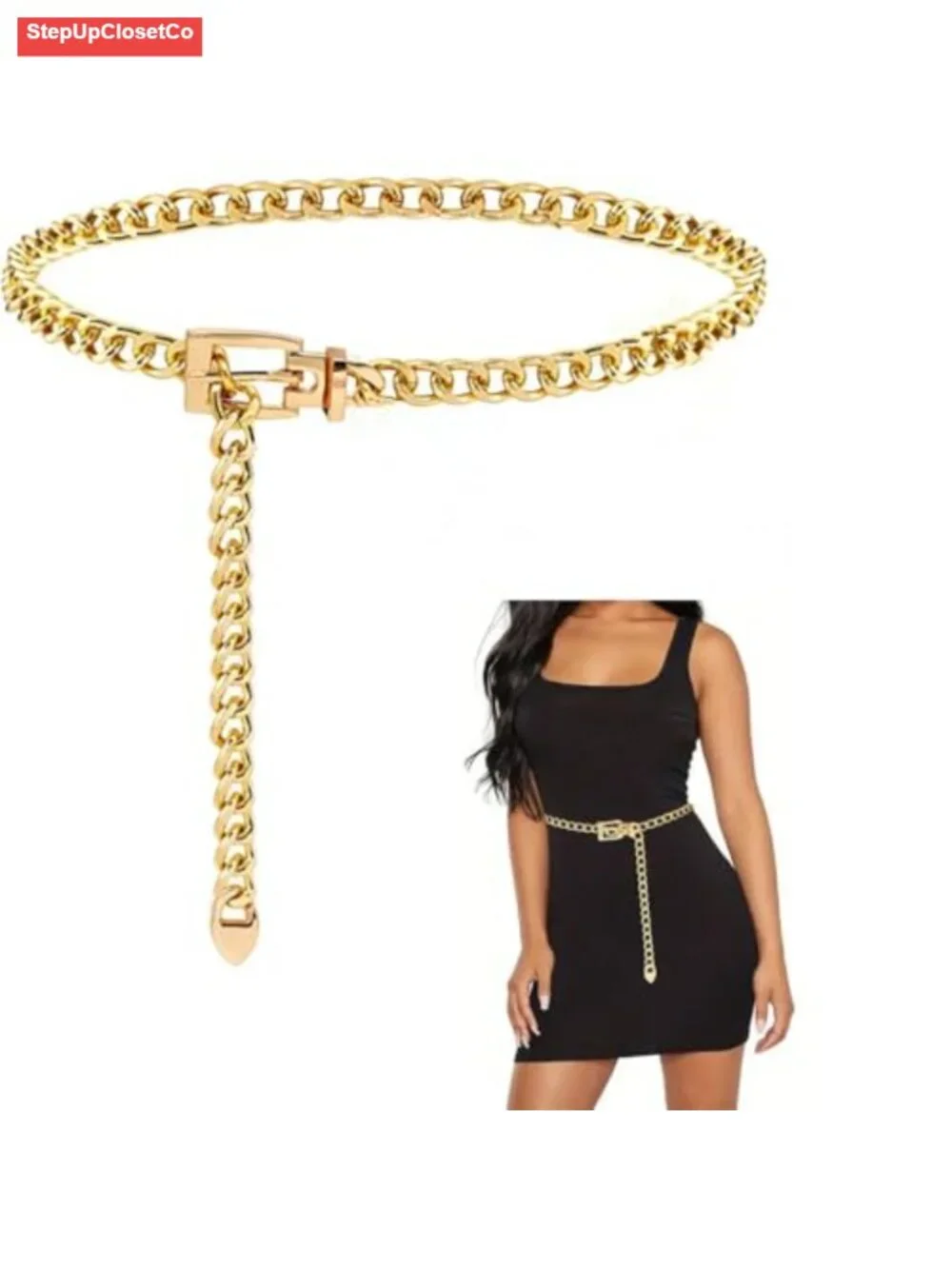 Women's Adjustable Metal Waist Chain Belt with Coin Pendant